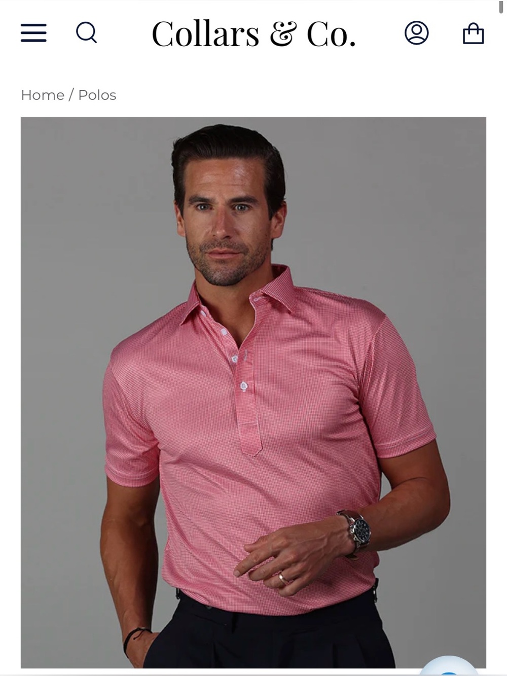 Collars & Co Red Houndstooth Polo